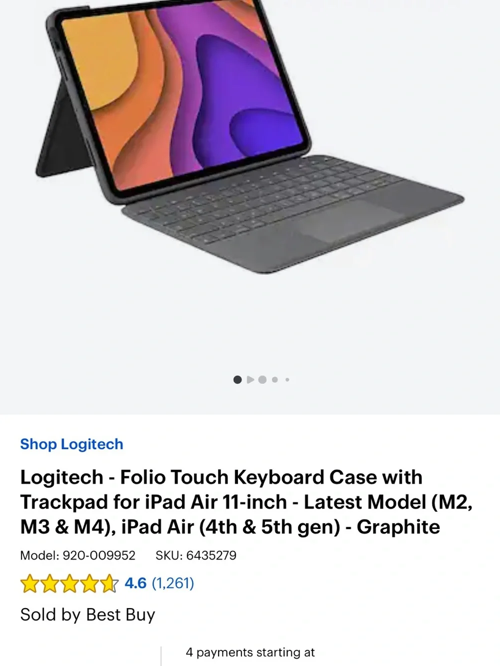 Logitech Folio Touch Tablet Keyboard Case in Gray